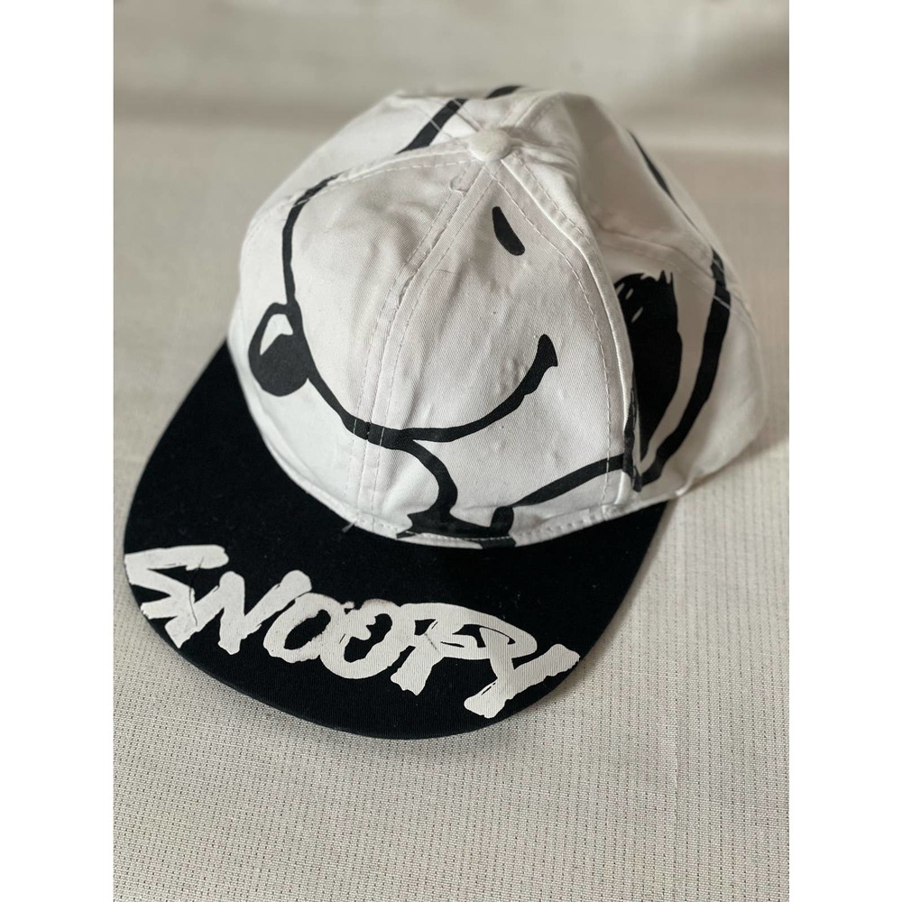 Vintage White & Black All Over Snoopy Baseball Cap Hat Snapback Fresh Caps Youth
